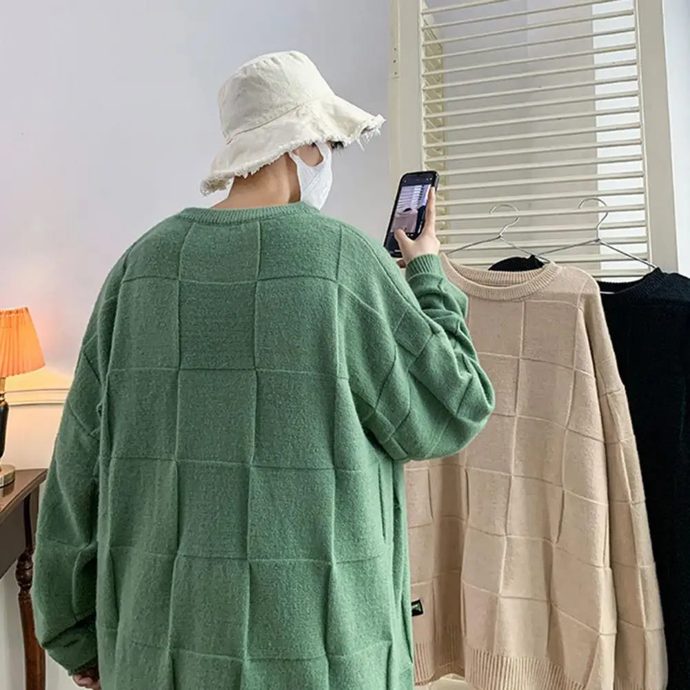 

Stylish Knitted Sweater Temperament Men Knitted Top O-Neck Knitting College Pullover Sweater Dressing