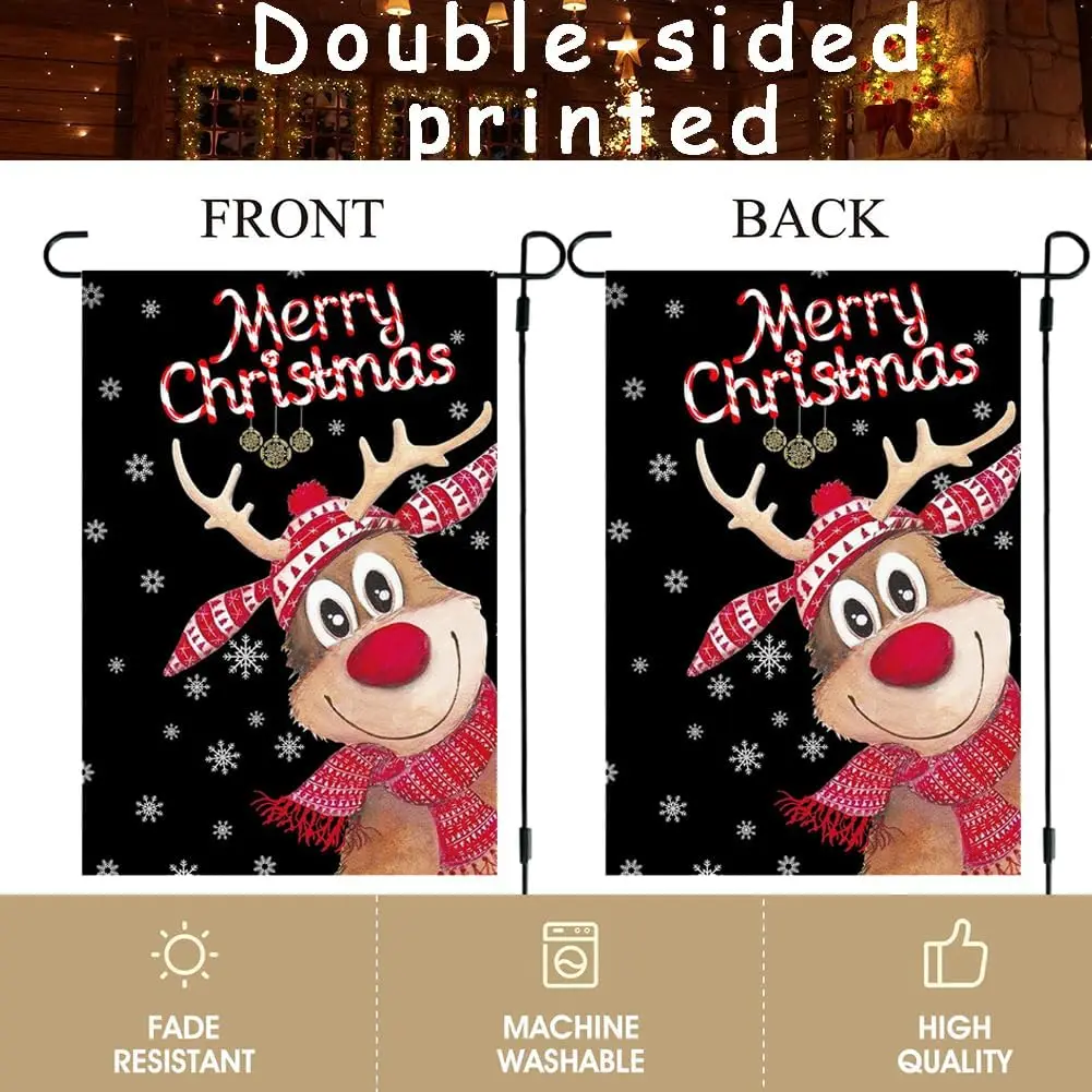 RABUSOFA Рождественский садовый флаг с оленями 12x18 дюймов двухсторонний для улицы