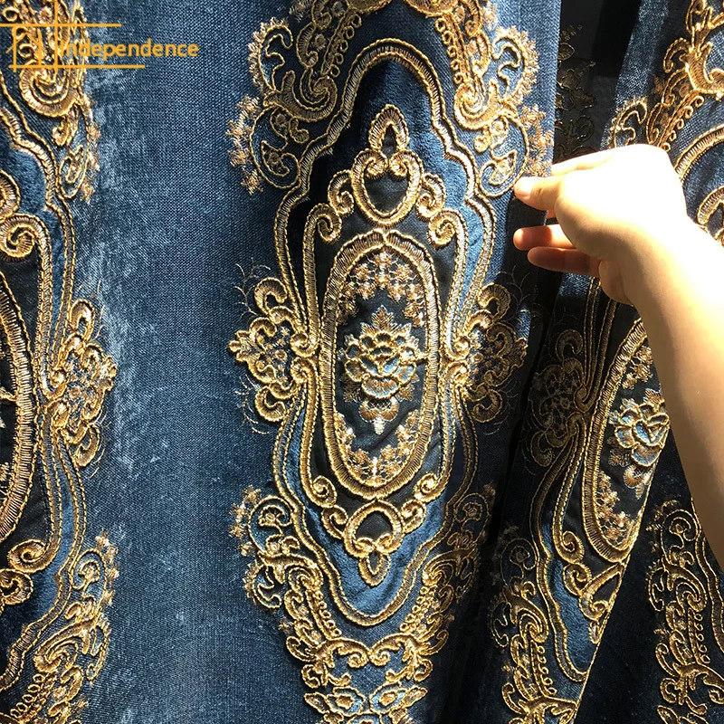 Luxury High-end Curtain for Living Room Bedroom Blackout Embroidered Luxury Curtain Decoration Custom Finished Partition Curtain