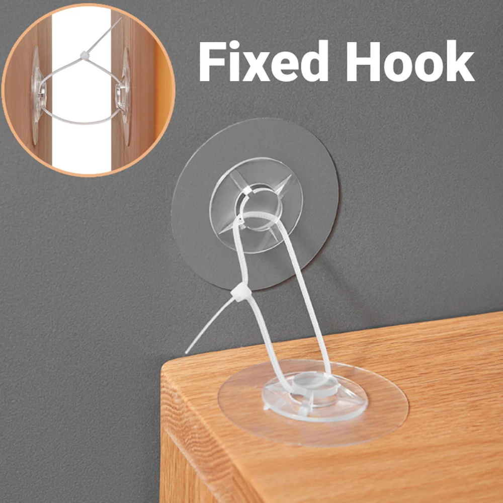 

Fixed Hook Strong Patch Fixed Hook Home Wall Hanger Punch-Free Cabinet Anti-Falling Anti-Falling Holder Child Protection