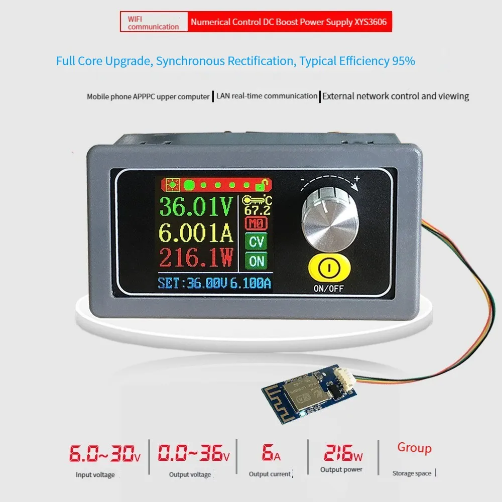 

XYS3606 WIFI Communication 36V 6A Constant DC DC Voltage current Buck Boost Adjustable Regulated laboratory power supply