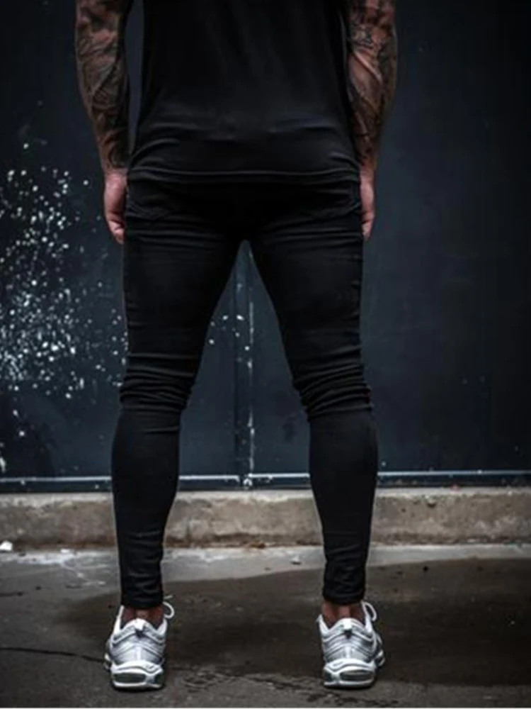 Side Stripe Fashion Skinny Man Pants Slim Fit Black Jeans Men Casual Strech Denim Trousers Jogging jean homme Streetwear