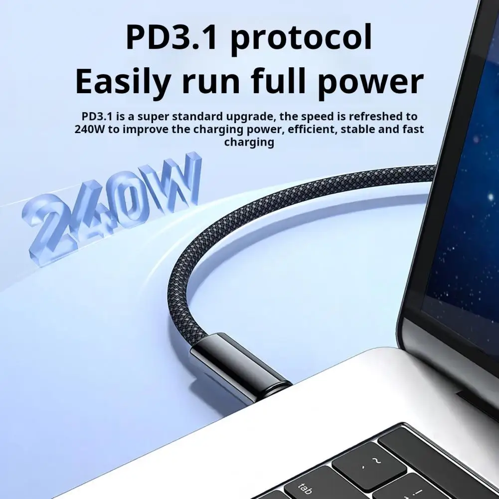 Магнитный кабель для быстрой зарядки 240 Вт оплетка USB C выдвижной не спутывается