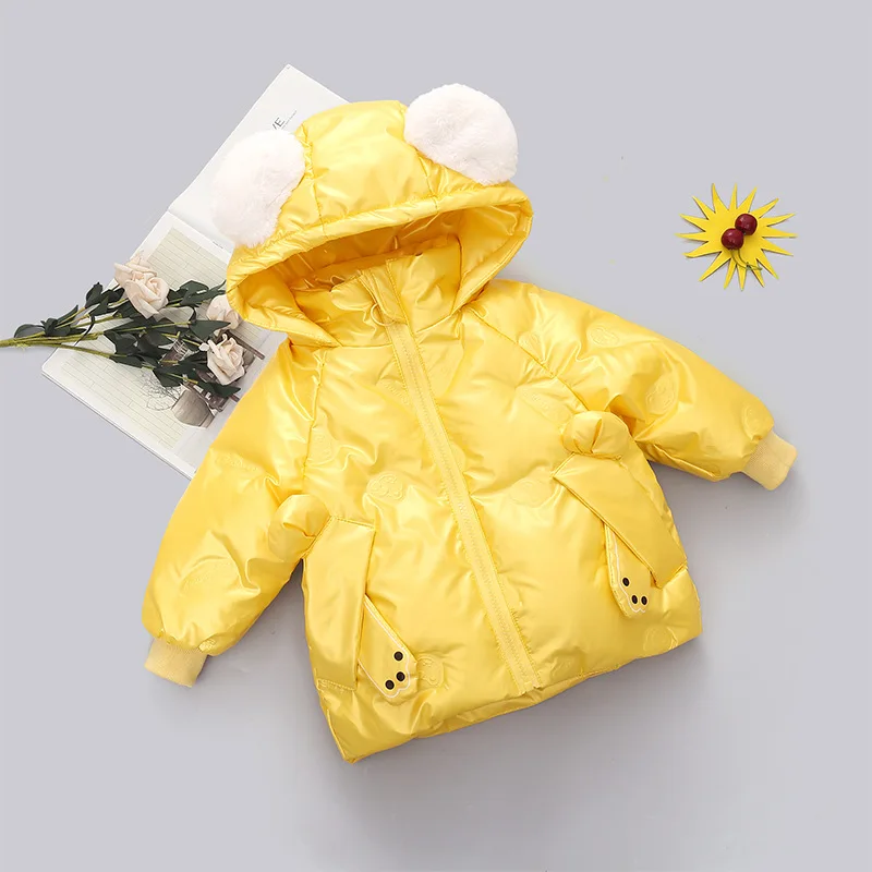 

Новинка 2022, пуховик для мальчиков и девочек на осень и зиму, блестящая куртка без стирки, Детская непромокаемая Глянцевая куртка с мультяшны...