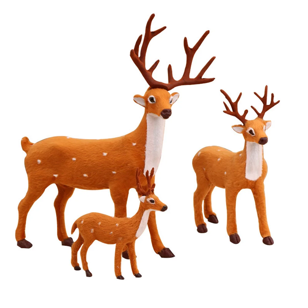 

3 Pcs Tabletop Decor Christmas Simulation Deer Elk Desktop Adornment Decoration Xmas Decorative Accessory Supplies