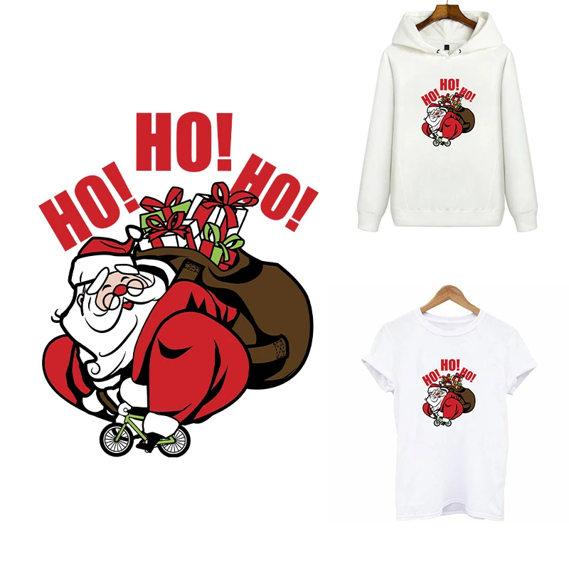 

Рождественские термотрансферные наклейки с Санта Клаусом на футболку, железные нашивки для одежды, сделай сам, аппликация, моющаяся апплик...