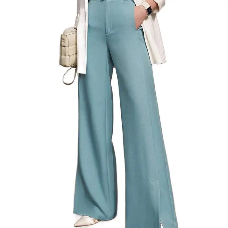 

Minimalism Offical Ladies Solid Belt Loose Chiffon Pants Korean Causal Female Wide Leg Pants Spring Summer Women Joker Trousers