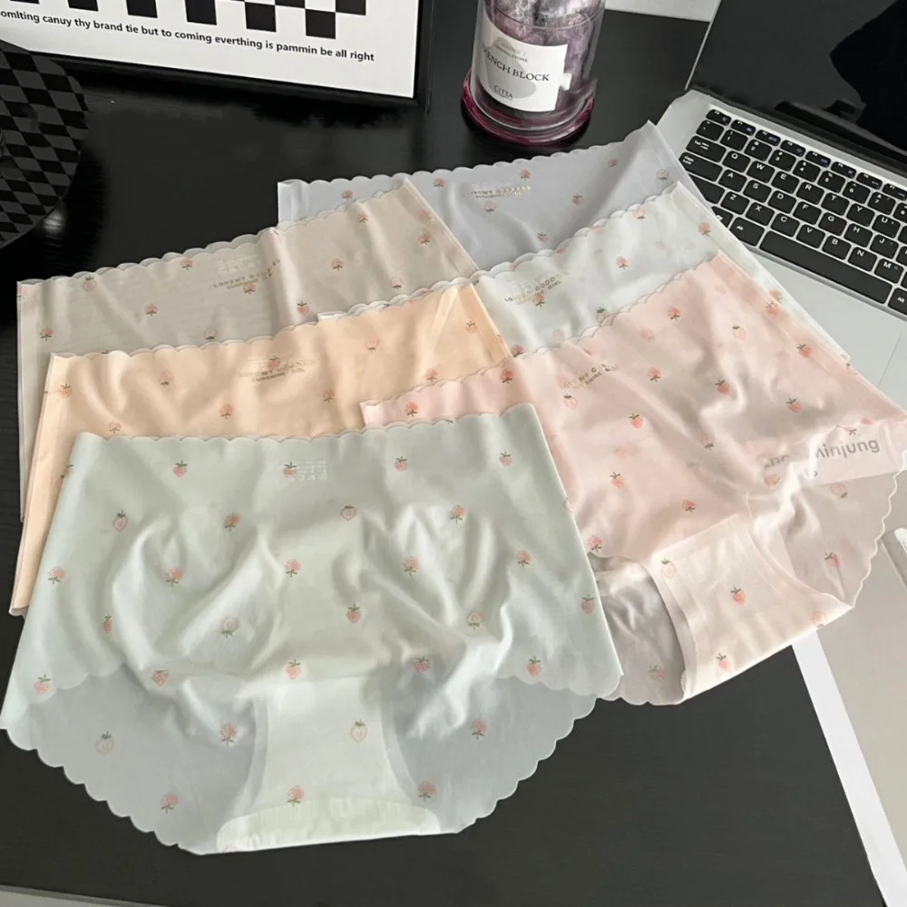 Женские ультратонкие трусики с низкой талией быстросохнущие принтом клубники