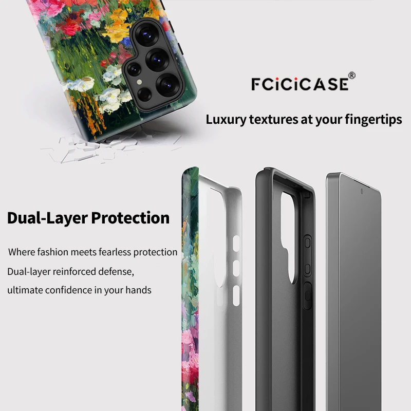 Фото Противоударный чехол Fcicicase для телефона Samsung Galaxy A56 A26 A36 A16 S25 Ultra S24 S23 Plus S20 FE 5G с цветочным принтом, силиконовый чехол №3