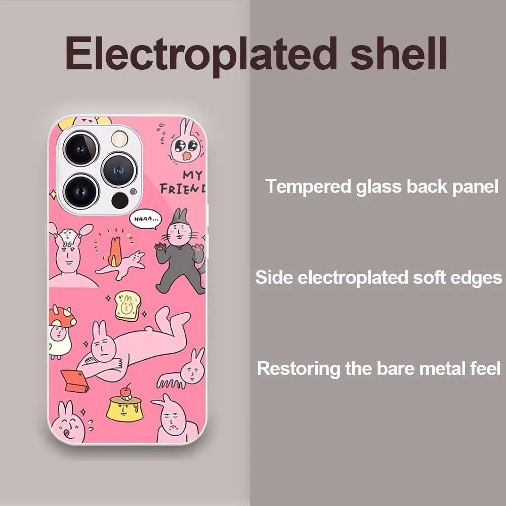 Забавный розовый красный чехол с кроликом-мишнем для iPhone 11 12 13 14 Plus Pro Max