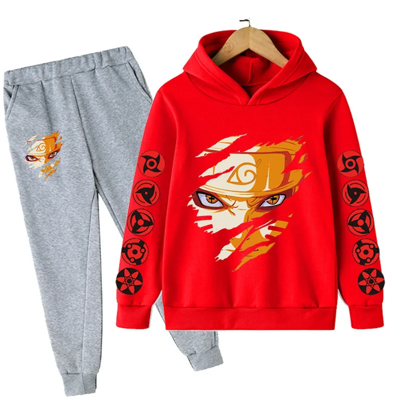 

Осенне-зимние комплекты с капюшоном narutoe, Детские свитшоты и брюки в стиле Харадзюку, комплект из 2 предметов, повседневные Костюмы с японски...