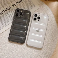 soft down jacket transparent phone case for iphone 11 12 13 pro max xs x xr 7 8 plus the puffer case shockproof silicone cover