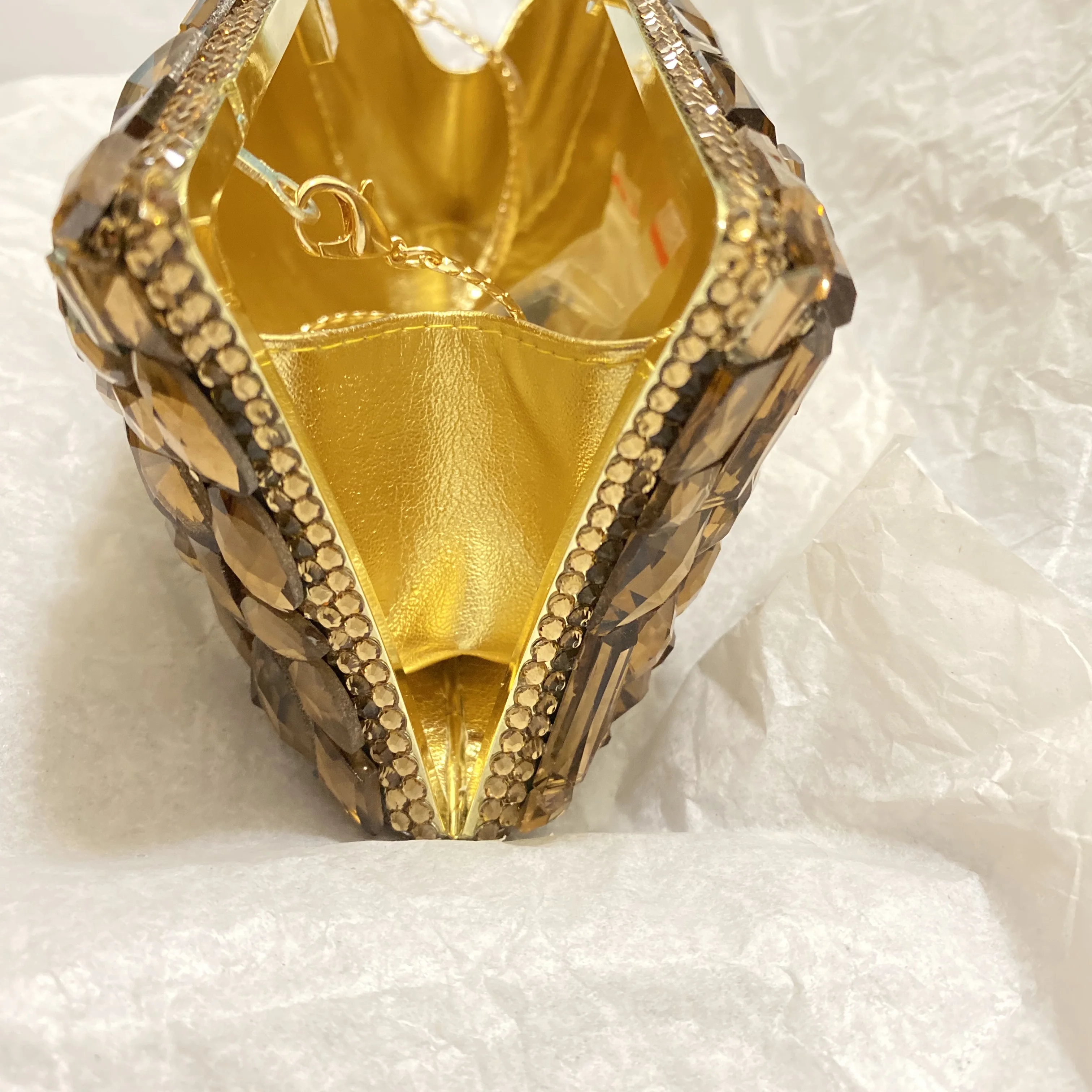 Женский Свадебный клатч с золотым стеклом и бриллиантами WHTUOHENG роскошный