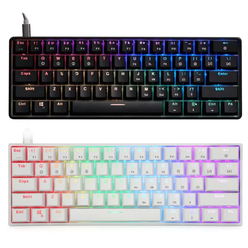 

New GK61 60% 61 Keys Mini Mechanical Keyboard Wireless Bluetooth RGB Backlit Optical Switches Gaming Mechanical Keyboard For