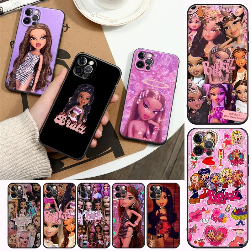 

Cute Cartoon doll Bratz Phone Case for Apple iPhone 11 12 13 Pro Max 7 8 SE XR XS Max 5 5s 6 6s Plus Silicone Case Fundas Coques