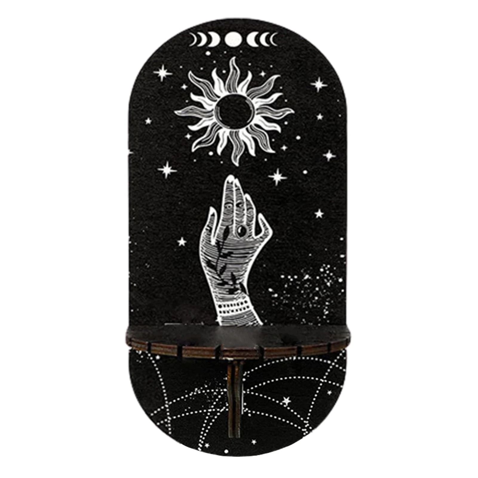 

Crystal Display Shelf Crystal Display Stand Boho Hand Moon And Stars Shelf Crystal Wall Decor For Bedroom Living Room Rustic