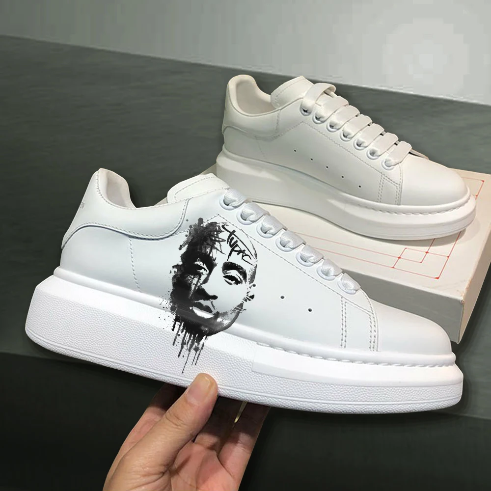 Rapper 2pac Sneakers Fashion Men Women casual Shoes Male Platform Sneakers Girls Casual kateboarding Shoes flats 3D graffiti