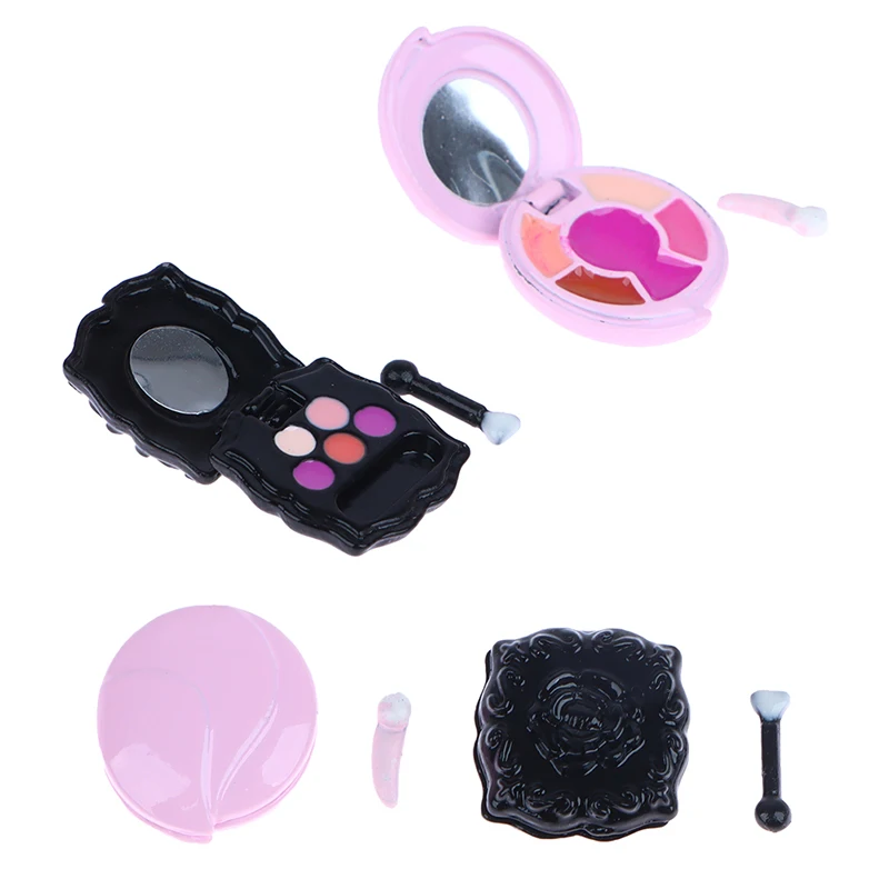 

1Set 1:12 Dollhouse Miniature Eye Shadow Blush Box Cosmetic Box with Makeup Brush Kids Pretend Play Toys Doll House Accessories