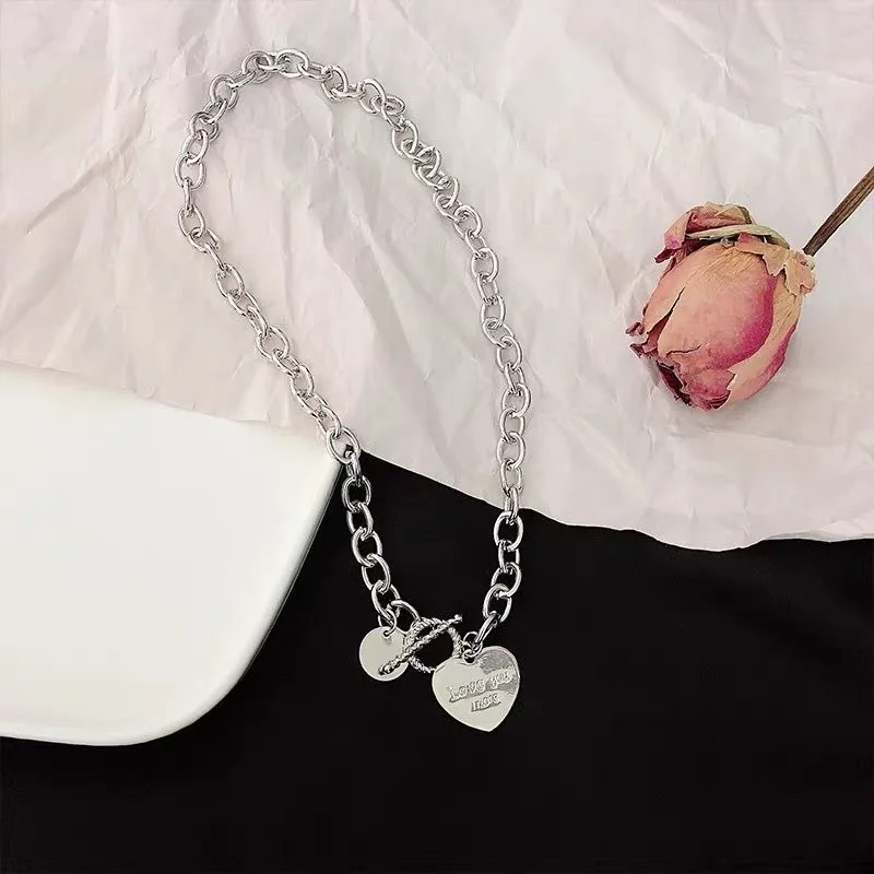 Ожерелье с сердцем для женщин цепь из нержавеющей стали в стиле панк хип-хоп