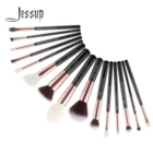 Jessup Kисти для Mакияжа Тени для век Порошок Фонд Бровь Тени для глаз  черныерозовые, золотые натуральные синтетические волосы 15 шт.