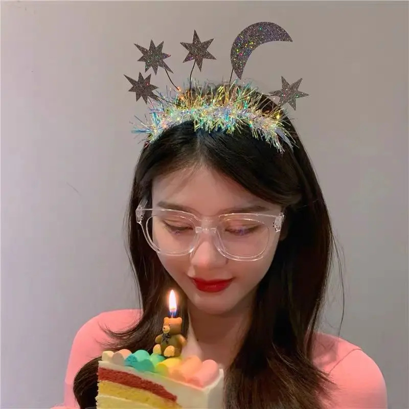 

1pcs Love Heart Hairbands Red Hair Hoop Moon Star Valentine's Day Headband for Birthday Wedding Carnival Party Halloween