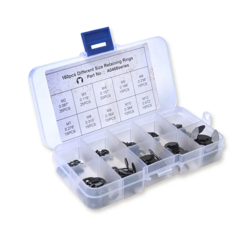 

160PCS 304 Stainless Steel Stainless Steel E Clip washer Assortment Kit Circlip retaining ring for shaft fastener M2~M12