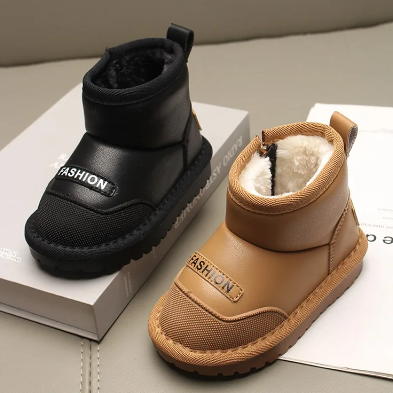 

2023 Winter New Kids Baby Snow Boots for Girls Cotton Boys Cotton Non-slip Waterproof Children Fashion Ankle Boots for Boys Cool