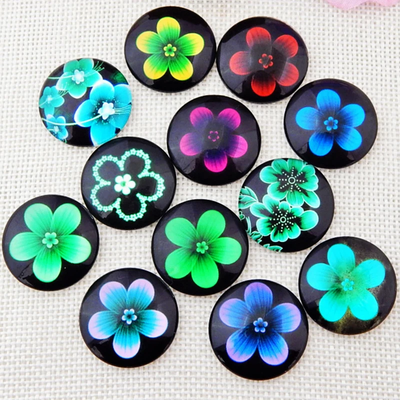 

12mm/14mm/16mm/20mm Fashion Flowers Popular Round photo glass cabochon demo flat back Making findings