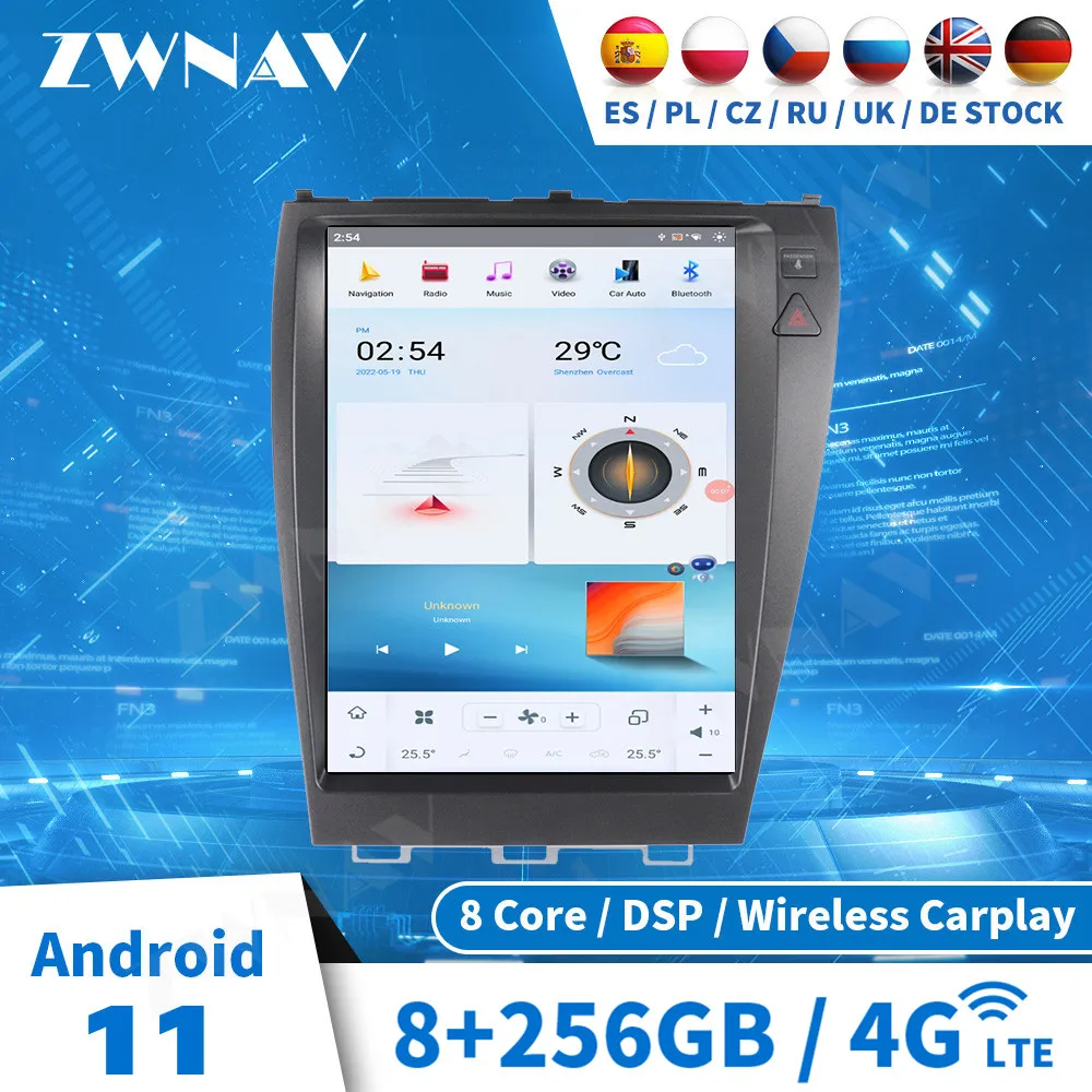 

Автомобильный мультимедийный плеер Qualcomm 665, 8 + 128G, экран Tesla, Android 11, для Lexus ES ES240 ES350, GPS-навигация, радио, видео, аудио