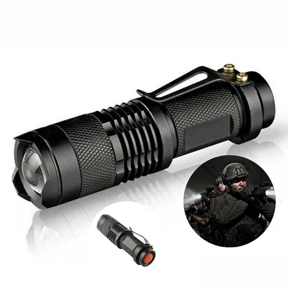 

Outdoor 3 Modes Mini Torch Outdoor Flashlight Black LED Aluminum Torch Lamp Zoomable for Camping Cycling【no battery】