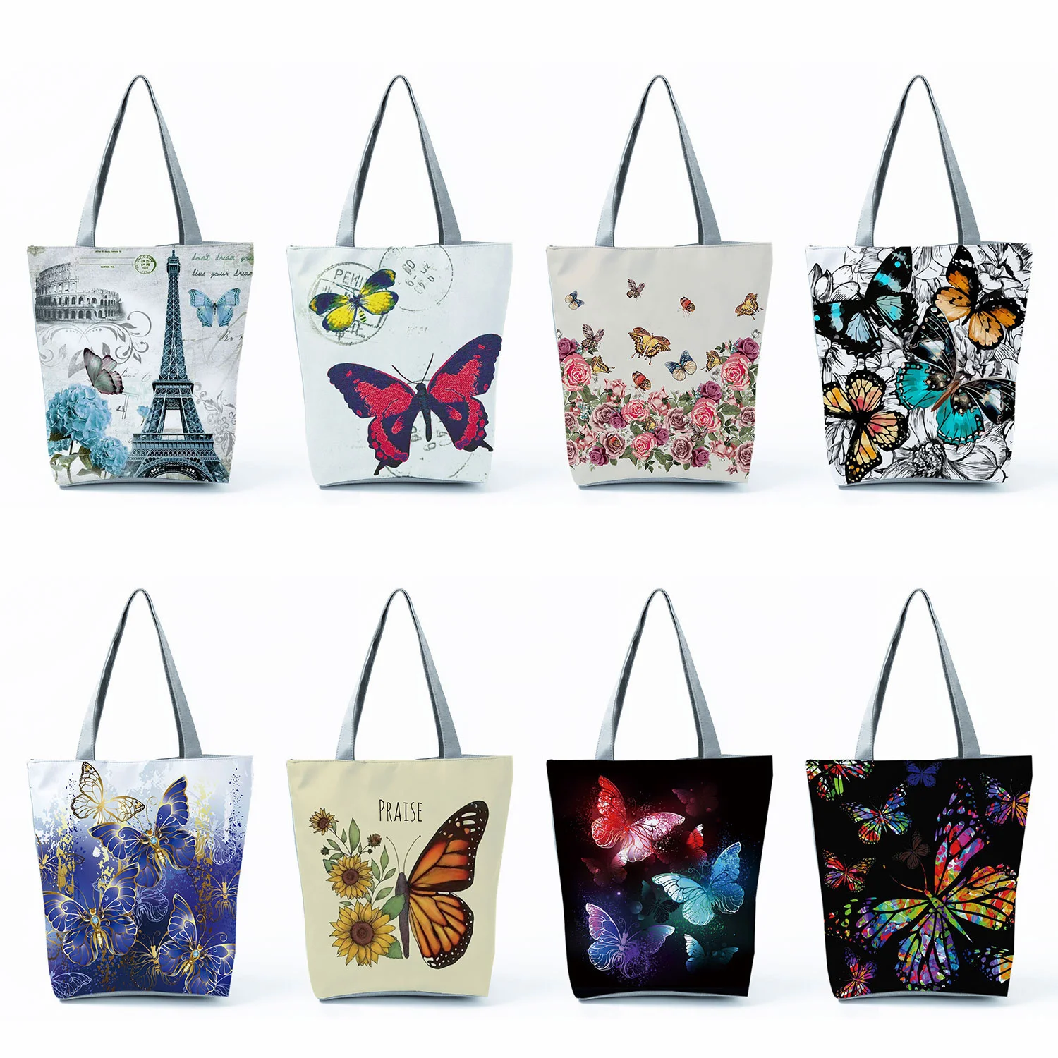 

Красивые сумки с принтом бабочки 2023, подходящая ко всему сумка, дорожная Складная пляжная сумка для хранения, вместительные сумки на плечо для покупок
