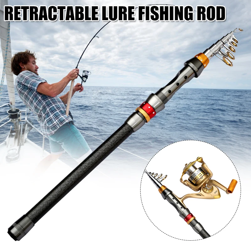 

NEW Telescopic Fishing Rod Carbon Spinning Pole Reel 1.8/2.1/2.4/2.7/3.0/3.6m Sea Rods Portable Tackle