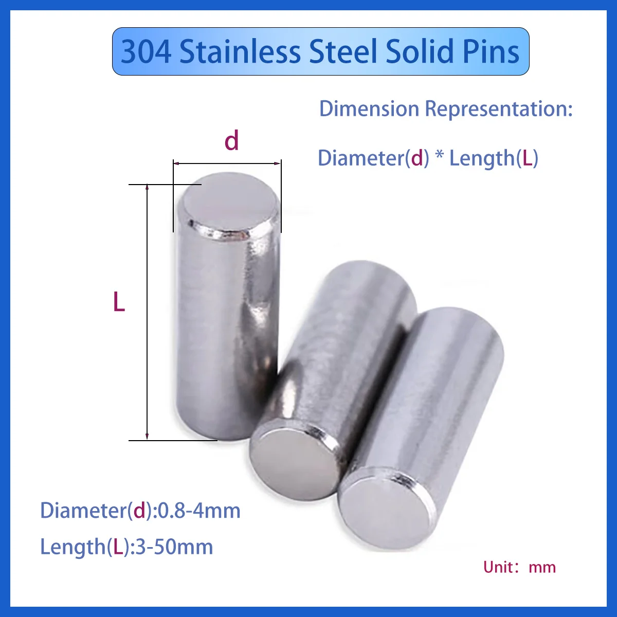 

Штифты из нержавеющей стали 304 M0.8-M4