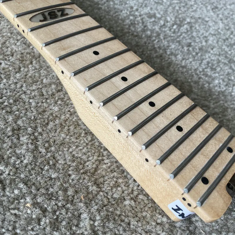 IN907 Blue Flamed Maple Headstock 24 Frets Fingerboard Unfinished Guitar Neck Tremolo Short Scale Length with Damages