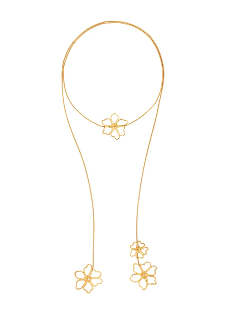 160cm Fashion floral long necklace multi-way wearing collars retro temperament floral attendance cocktail earrings