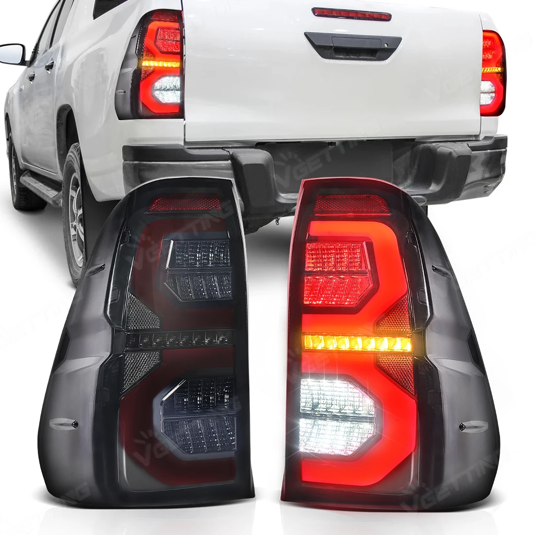 Фото Светодиодный задний фонарь для Toyota Hilux Revo 2015 2016 2017 2018 2019 2020 2021 2022 указатель поворота тормозной фонарь заднего хода дальнего света №1