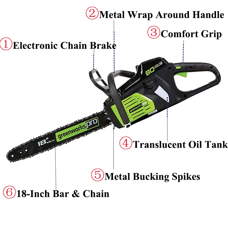 

GCS80420 80V 18-Inch 2000W Power Cordless Chainsaw As Gasoline Power Chain Saw