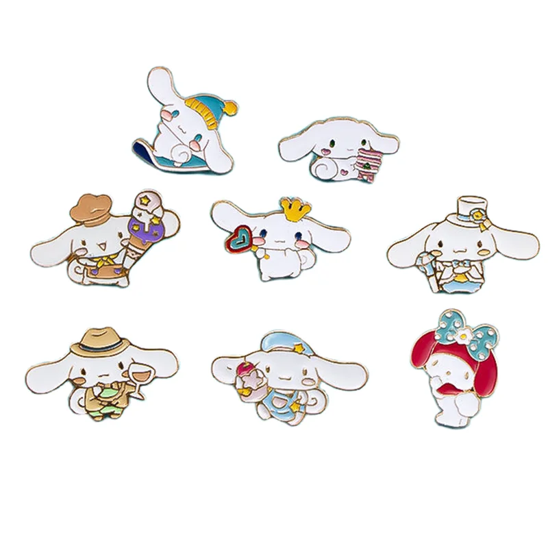 

Kawaii New Sanrios Hello Kitty My Melody Boy Girl Metal Enamel Brooch Jeans Embellished Brooch Cute Childhood Souvenirs