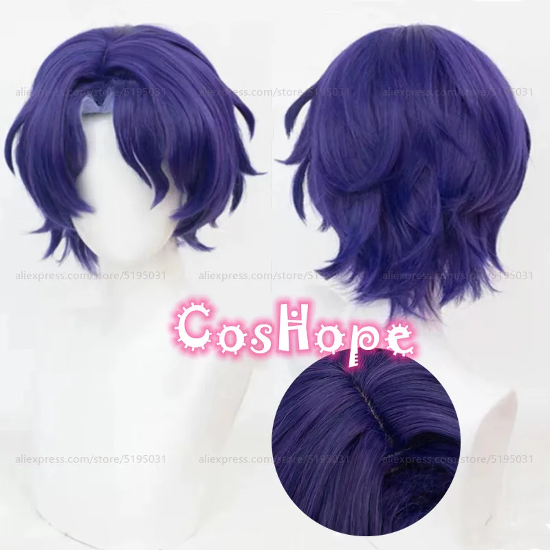 Доктор Парик для косплея соотношение 35 см короткий синий фиолетовый мелирование