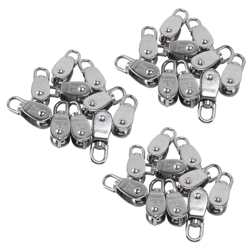 

Hot Crane Pulley Block M15 Lifting Crane Swivel Hook Single Pulley Block Hanging Wire Towing Wheel 30Pcs