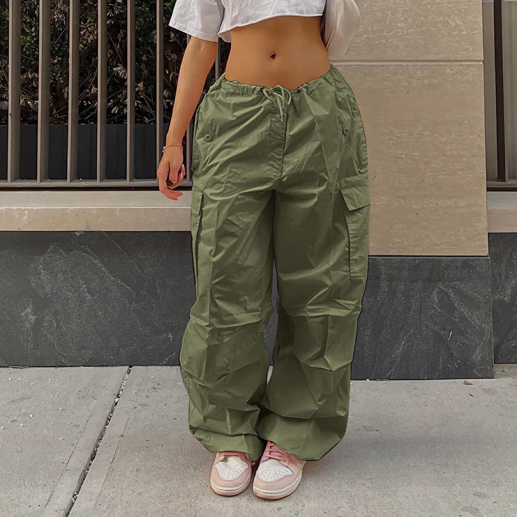 

Oversized Drawstring Cargo Pants Low Rise Parachute Loose Sweatpants Y2K Clothing Women Jogging Streetwear Outfit