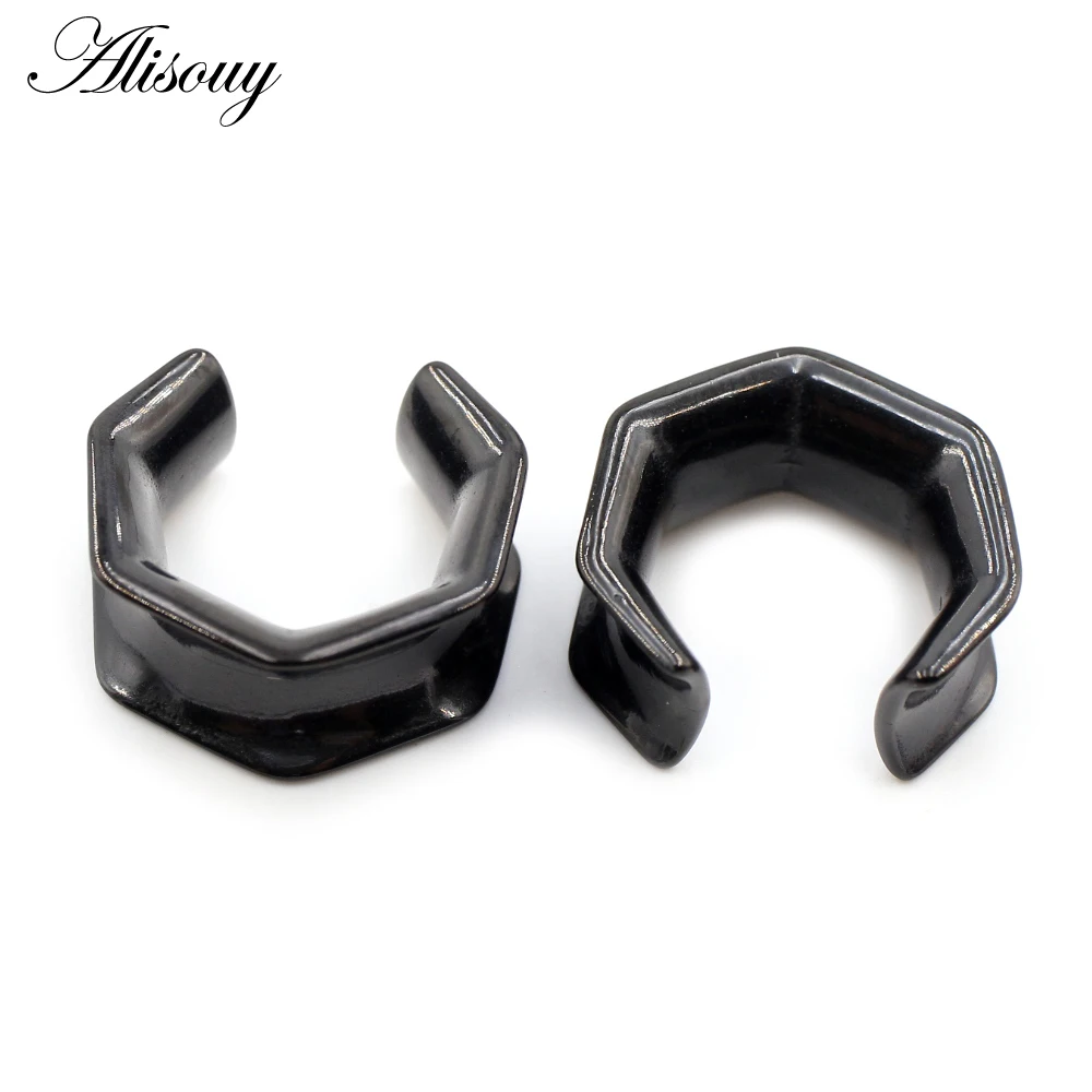 Alisouy 1pc 6-25mm Stainless Steel Hexagon Saddle Ear Tunnels Plugs Expanders Stretchers Gauges Earrings Piercing Body Jewelry - купить по