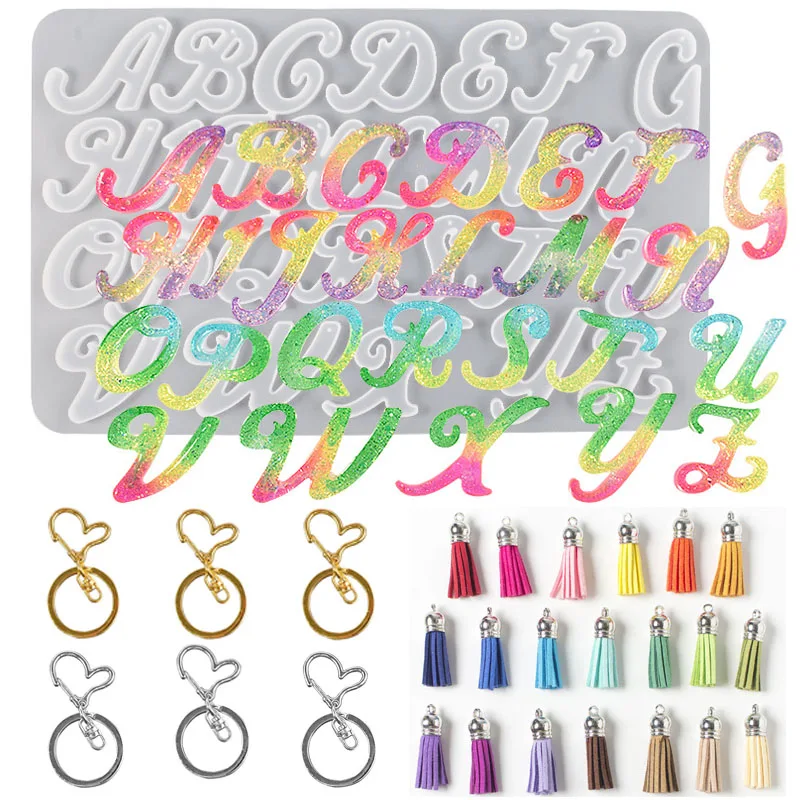 

Resin Keychain Letter Molds Alphabet Earring Pendant Key Charms Epoxy Silicone Casting Mould For DIY Jewellery Making Supplies