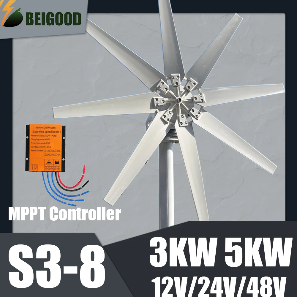 Бытовая ветряная турбина с горизонтальной осью 3000 Вт генератор альтернативной