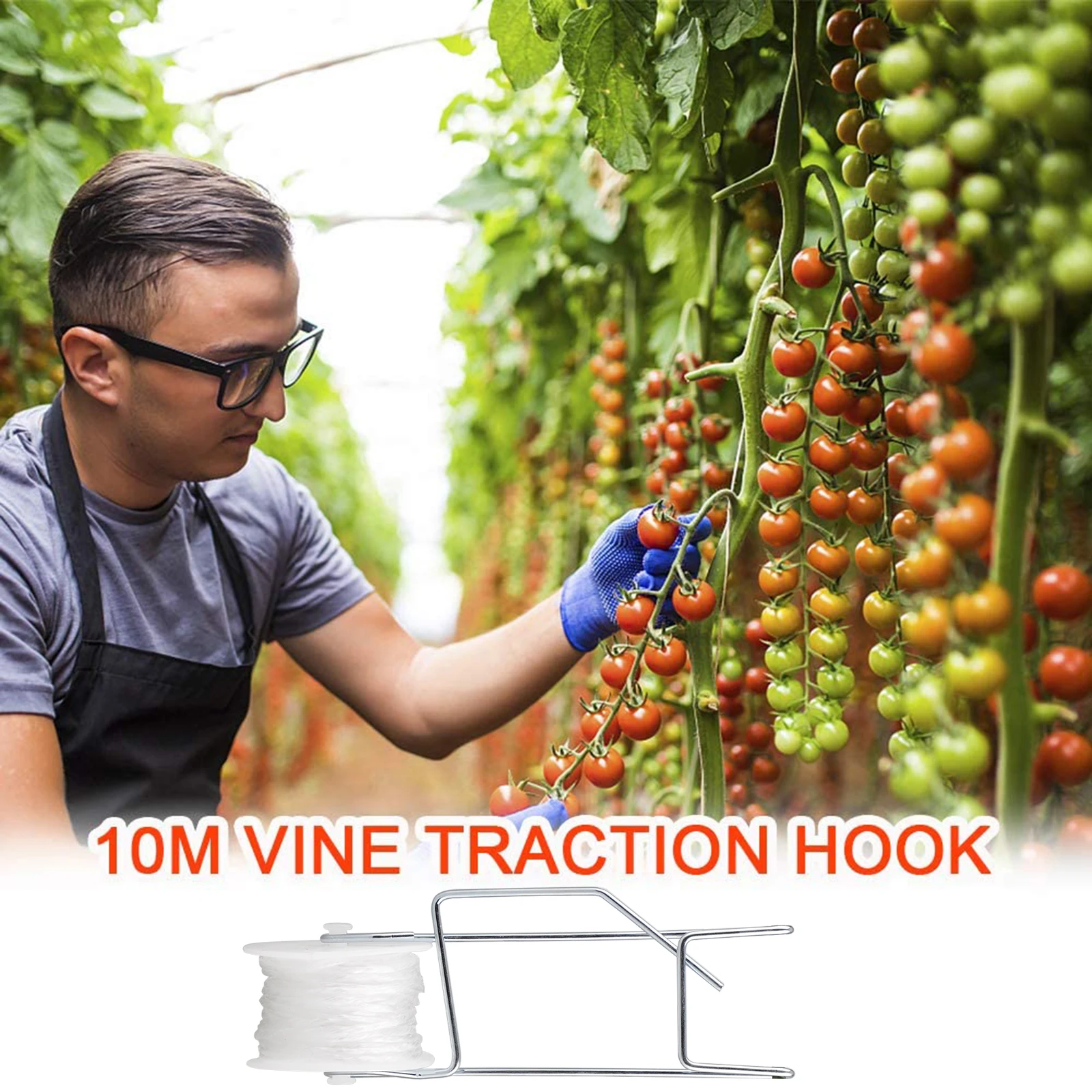 Роликовый крючок Tomato Trellis устойчивый к жаре для сада 15M, аксессуары для погоды, устойчивые к непогоде, поддержка растений в теплице.