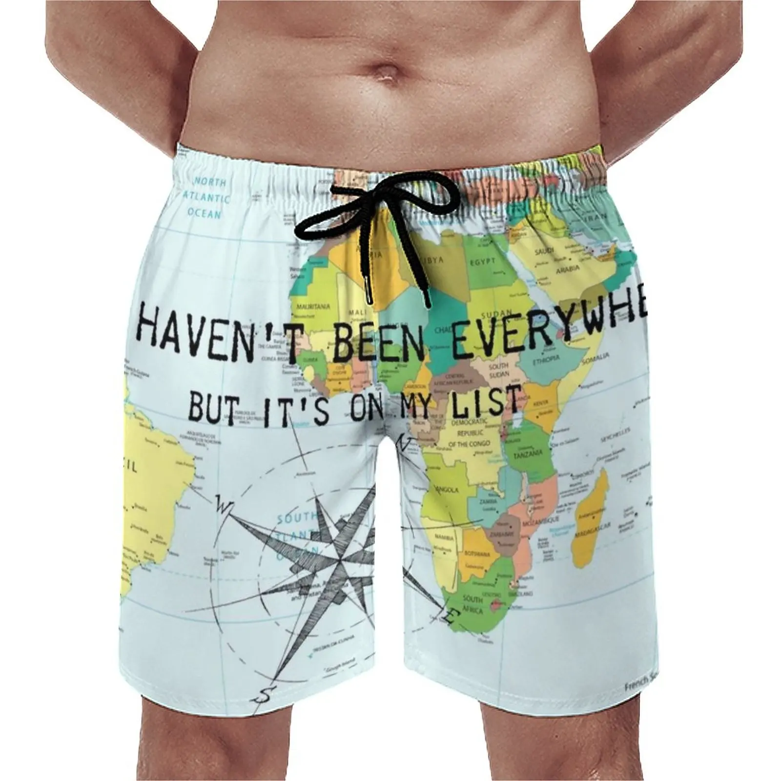 

Travel Quote Compass Board Shorts Navigation Beach Short Pants Hot Sale Men Cute Print Swim Trunks Plus Size 3XL