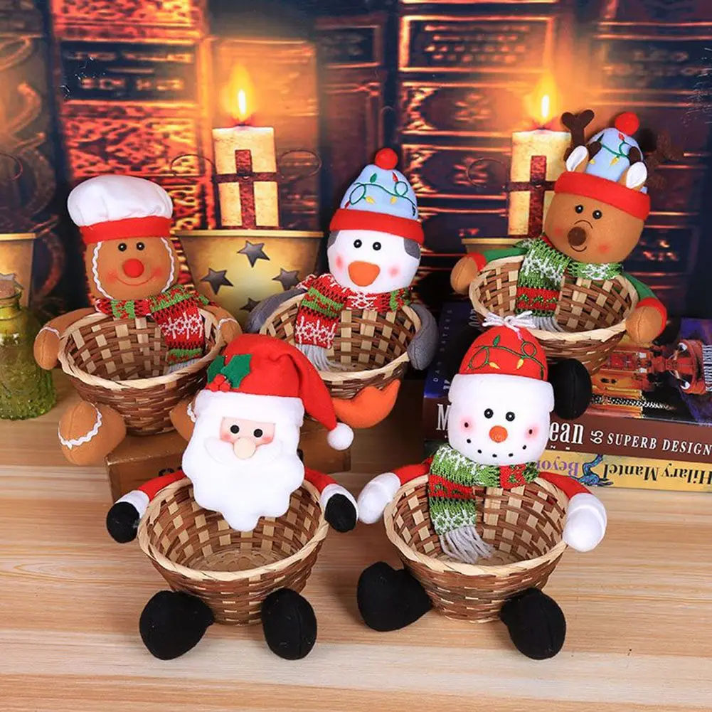 

Рождественская корзина для конфет, Рождественское украшение, Санта-Клаус, снеговик, лось, милые украшения, рождественские подарки, новый го...