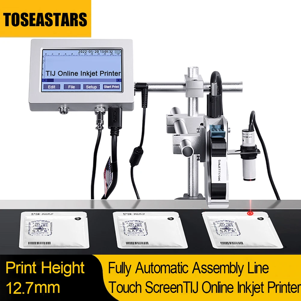 

Touch Screen Online Inkjet Printer TIJ Print 12.7mm QR Code Bar Code Production Date Automatic Coding Machine for Conveyor Belt
