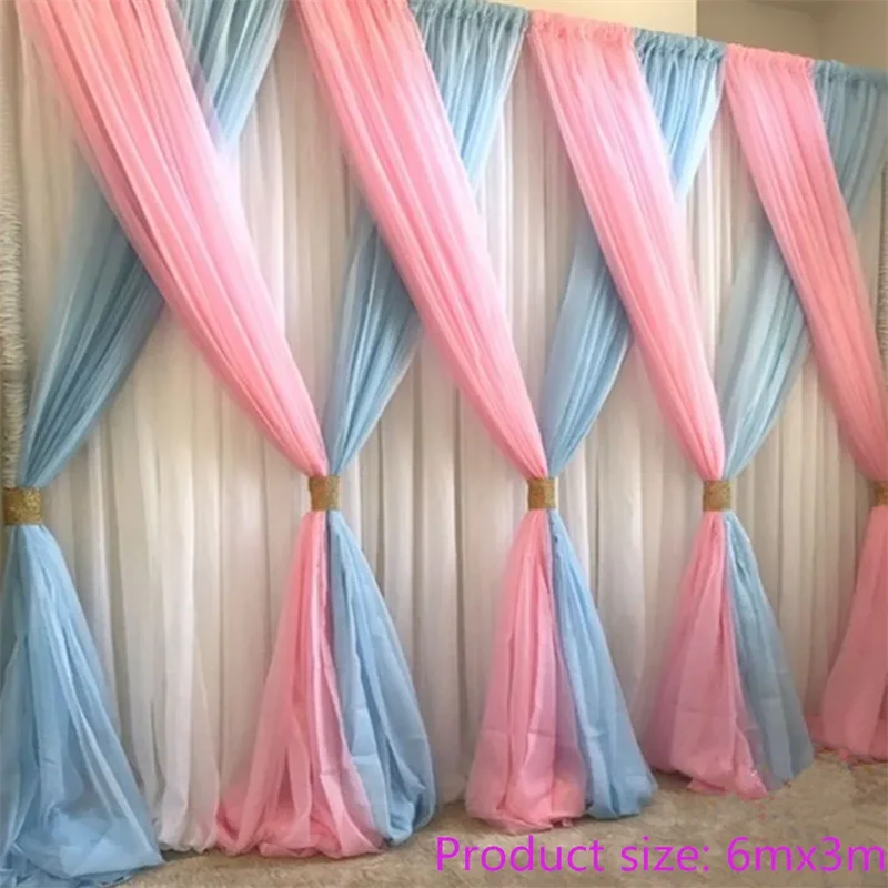 Фон для свадебной вечеринки с заколкой занавеска из ледяного шелка блестками 3 х 6