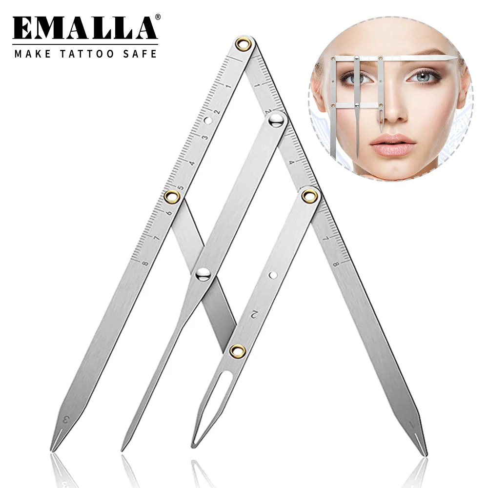Eyebrow Ruler Caliper Stainless Steel Microblading Caliper Golden Ratio Eyebrow Stencil Positioning Measure Tools Makeup Tools